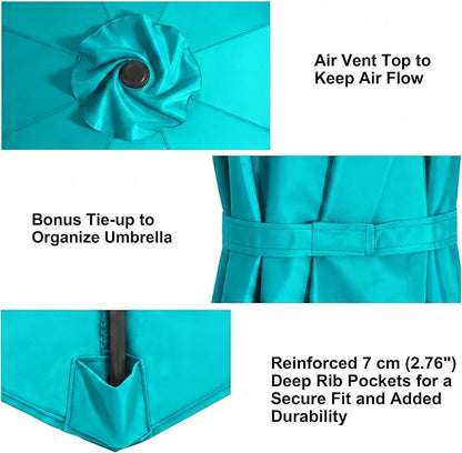 11FT Cantilever Patio Umbrella Replacement Canopy, 8 Ribs 64"-66", Upgraded 600D 220GSM Heavy-Duty Fabric, Waterproof & UV Resistant (Canopy Only)