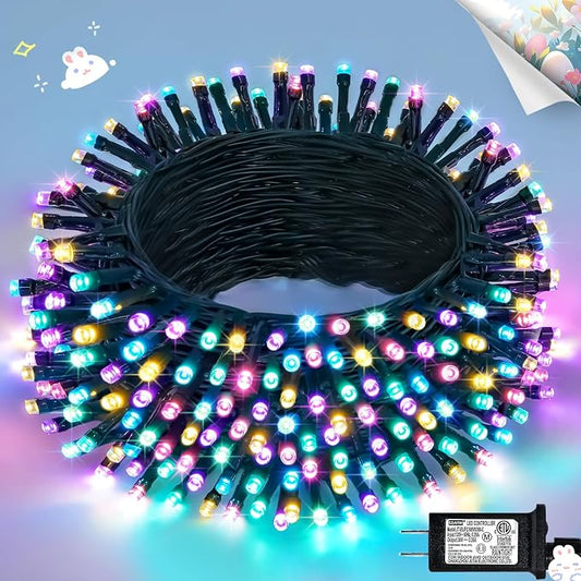 JMEXSUSS 200 LED 66ft Pastel Christmas Lights, Easter String Lights Plug in | Connectable, 8 Modes, Waterproof, Pastel String Lights for Spring Bedroom Window Tree Room Indoor Outdoor Easter Decor
