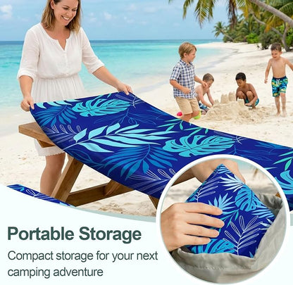 Picnic Table Cover Bench Covers Camping Essentials Tablecloth | Waterproof Vinyl for Outdoor, Windproof Elastic Fitted Edges, RV BBQ Accessories Must Haves, Storage Bag Included