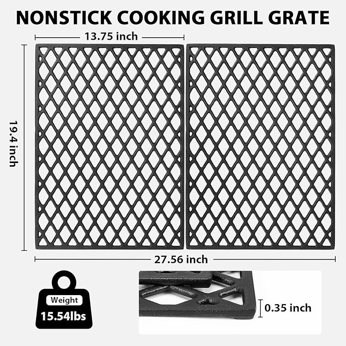 Utheer Cast Iron Grill Grate for Pit Boss 820 850 Series Grill, Pit Boss 820 Series Wood Pellet Grills, Fit Pro Series II 850 Wood Pellet Grill, Pit Boss Grill Replacement Parts, 2 Pack