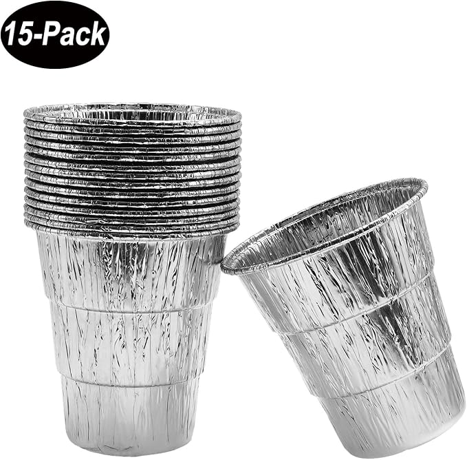 6" Universal Grease Bucket Liners for Pit Boss, Traeger and More, 15-Pack | Fits for Pit Boss 67292 & Traeger Large Buckets and Other Grill Bucket, Grease Catcher for BBQ, Disposable Aluminum Liners