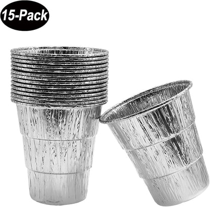 6" Universal Grease Bucket Liners for Pit Boss, Traeger and More, 15-Pack | Fits for Pit Boss 67292 & Traeger Large Buckets and Other Grill Bucket, Grease Catcher for BBQ, Disposable Aluminum Liners