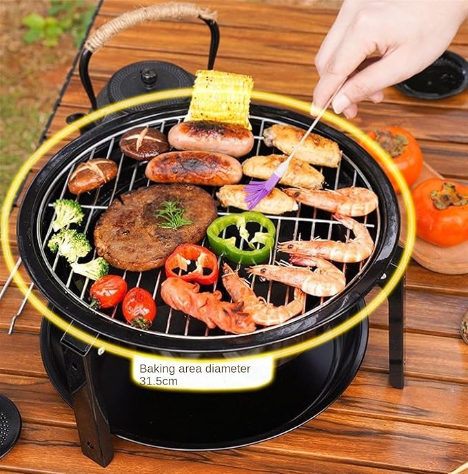 Barbecue Charcoal Grill Cold Rolled Steel Portable Barbecue Grill Charcoal Stove for Home Party Outdoor Camping Charcoal BBQ Grill