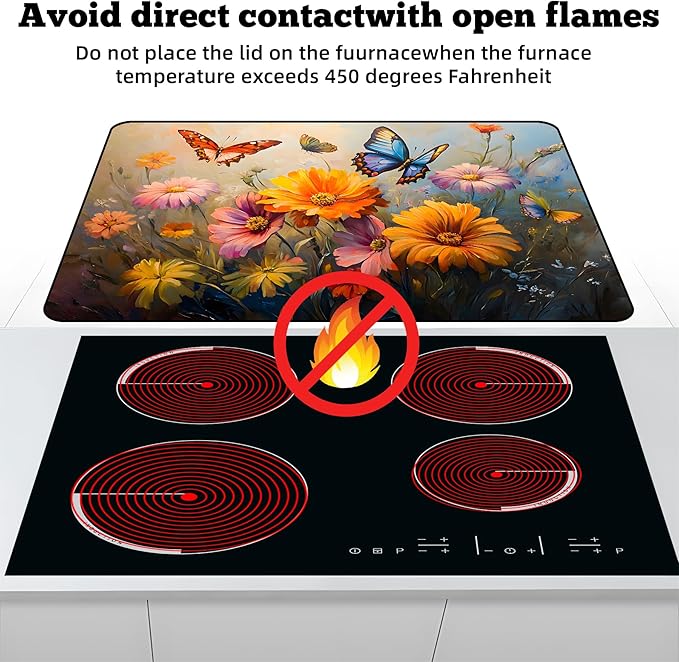 Multi-Design Stove Cover for Glass/Electric Stoves - 3-in-1 Heat-Resistant Protector Mat, Non-Slip Drying Rack 28"x20"