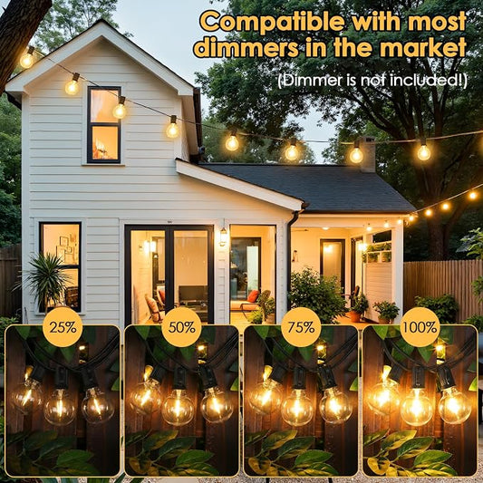 Mlambert 100FT(4x25FT) G40 LED Outdoor String Lights, Plug-in Waterproof Patio Lights with 40+3 LED Bulbs, Porch Lights for Backyard Party Decor, Black