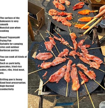 Korean BBQ Grill, Good Insulation Heat Solid Grilling Pan Nonstick for Outdoor Indoor Party for Camping 36CM