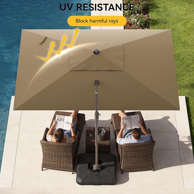 9x12 FT Cantilever Patio Umbrella, Large Rectangular Offset Outdoor Umbrella with 360° Rotation, Heavy Duty Shade Umbrella for Garden Backyard Deck Poolside Courtyard, Brown