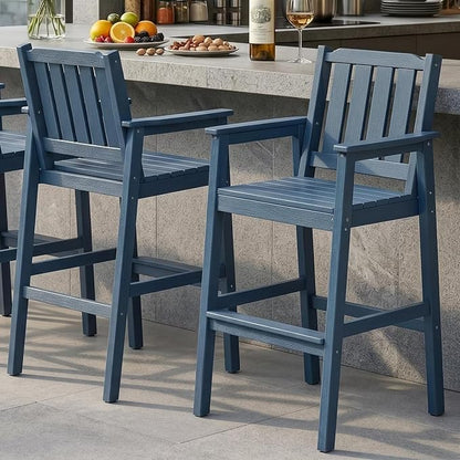 Garvee Outdoor Patio Bar Height Chair Set of 2, All-Weather HDPE Bar Height Barstools Widened Chair Set, Adirondack Chairs Set with Widened Armrests for Garden, Poolside, Bistro
