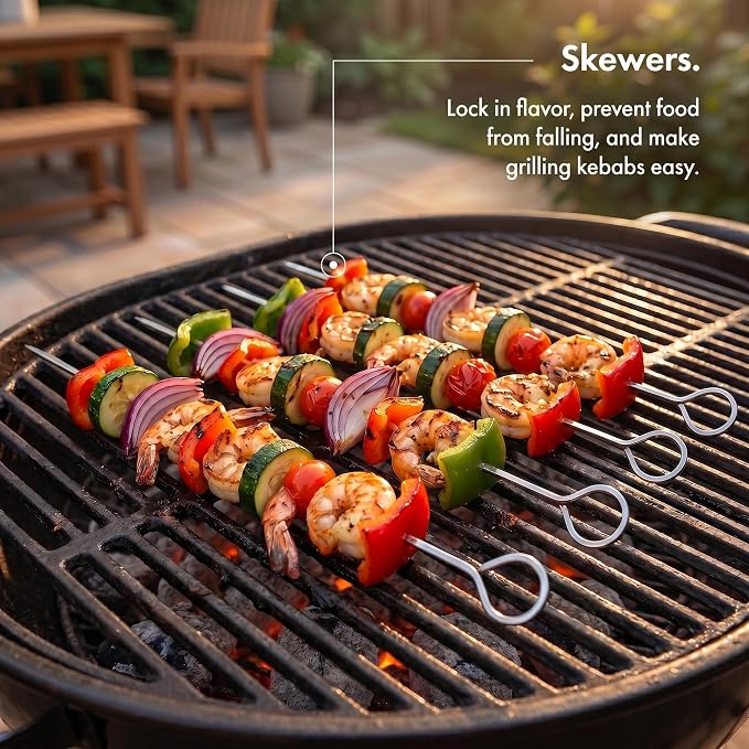 9-Piece Stainless Steel BBQ Tool Set with Carry Bag, Grill Utensils Kit with Spatula, Fork, Tongs, Knife, Skewers, Oil Brush for Outdoor Grill, Camping, Tailgating, Cookouts, BBQ Gifts