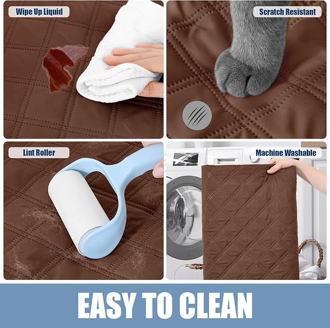 Smiry Waterproof Reversible Pet Couch Covers for Dogs | Pet Friendly, Soft Fabric, Washable Sofa Furniture Protector for Dogs Cat Kids, Checkered (40"x70", Brown/Brown)