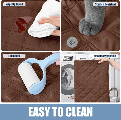 Smiry Waterproof Reversible Pet Couch Covers for Dogs | Pet Friendly, Soft Fabric, Washable Sofa Furniture Protector for Dogs Cat Kids, Checkered (40"x70", Brown/Brown)