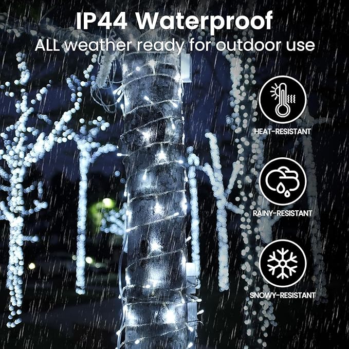 4 Pack String Lights Battery Operated with Timer, 66FT 200 LED Waterproof Battery Twinkle Lights, 8 Modes Fairy Light for Indoor & Outdoor Party Bedroom Porch Tree Christmas Decorations (Cool White)