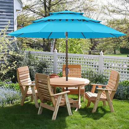 ABCCANOPY 11Ft 3 Tiers Market Umbrella, Outdoor Table Umbrella for for Patio, Deck, Backyard (Turquoise)