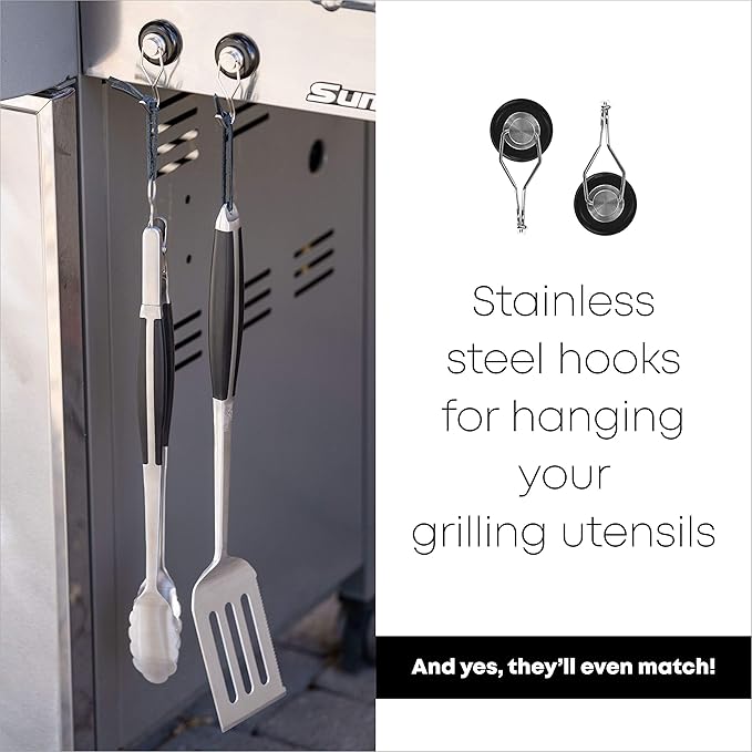 Grilling Accessories | BBQ Tools Set with 18" Grill Tongs, BBQ Grill Mat and Extra Strong Magnetic Hook for Hanging on Barbeque | Heavy Duty Metal Tongs Grill Set