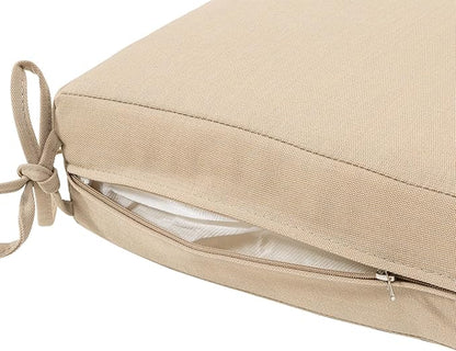 QILLOWAY Outdoor Indoor Seat Cushions, Square Foam Dining Chair Pads,All Weather, 17"x17"x3",2 Count(Beige/Sand/Camel)
