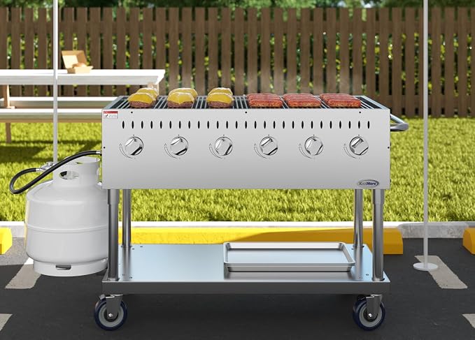 48 in. Commercial Mobile Outdoor Grill Stainless Steel, ETL Listed in Stainless-Steel (KM-CGM-48)
