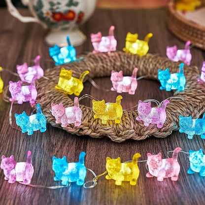 Bartlett Solar Garden Lights Outdoor Cute Cat Fairy Lights Solar Powered String Lights Outdoor Waterproof Kitty Decorative Lights 40LEDs Light 14ft Patio Décor Yard Fence Walkway Balcony Decoration
