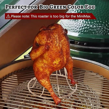 KAMaster Stainless Steel Vertical Chicken Roaster Beer Can Holder Large Turkey Big Green Egg Accessories Rack Upright Stand for Grill and Smoker Like Weber