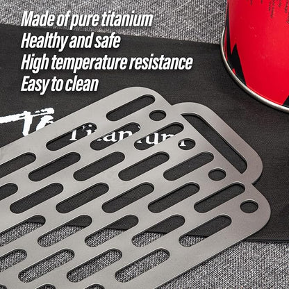 TiTo Titanium BBQ Net Grill Portable Ultralight Non-Stick Meat Grill Grate for Home Garden Outdoor Camping Picnic Hiking Charcoal Holder with Storage Bag (B)