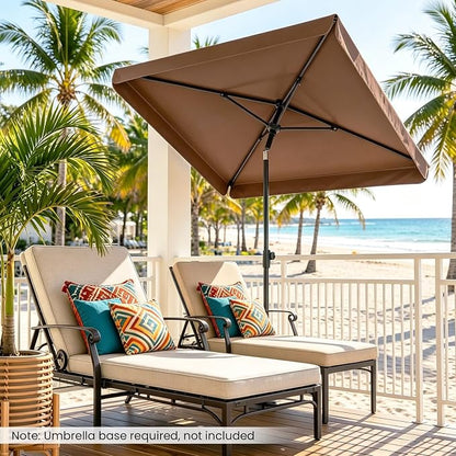 Tangkula 6.5 x 4.3 FT Rectangular Patio Umbrella, Portable Outdoor Market Table Umbrella with Push Button Tilt for Balcony Garden Backyard Deck Pool (Tan)