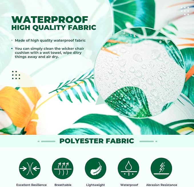 DANGHOOGY Wicker Chair Cushions, Waterproof Outdoor Loveseat Cushions for Patio Furniture, Tufted Wicker Furniture Cushions, 1 Loveseat and 2 U-Shaped Cushions (Yellow Leaf)