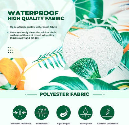 DANGHOOGY Wicker Chair Cushions, Waterproof Outdoor Loveseat Cushions for Patio Furniture, Tufted Wicker Furniture Cushions, 1 Loveseat and 2 U-Shaped Cushions (Yellow Leaf)