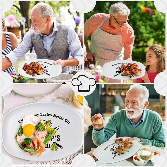 R HORSE Melamine Grill Platter Gift, BBQ White Oval Serving Tray Plate | Christmas, New Year, Birthday Gift for Dad Grandpa Men, Ideal for Appetizer, Dessert, Salad, Outdoor Indoor Cooking Party