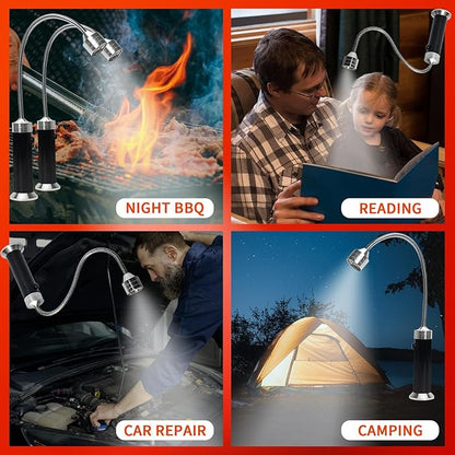 Grill Light, Grill Accessories for Men Dad Boyfriend, LED BBQ Light with Magnetic Base & 360° Flexible Gooseneck, Grilling Gifts for Men, Batteries Included-1 Pair