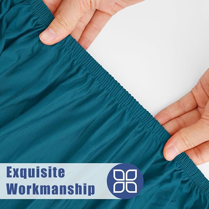 Moosfor 2 Pack Rectangle Spandex Fitted Table Cloth, 5FT Elastic Tablecloth | Washable Picnic Table Cover, Stretch Waterproof Table cloths for Party, Patio, Dining, Kitchen, 30" x 60", Peacock Blue