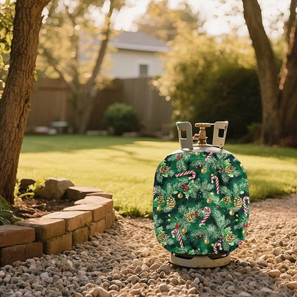 Xmas Tree Propane Tank Cover 20lb Christmas Gas Tank Cylinder Cover for All Season Heavy Duty RV Gas Cylinder Protector for Outdoor Gift for Holiday