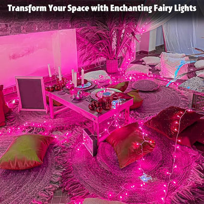 cshare String Lights Outdoor Waterproof 9.8ft 30 LED, Pink Fairy Lights Battery Operated with Timer Clear Wire for Indoor & Outdoor Christmas Valentine's Day Decorations Garland Party2 Packs