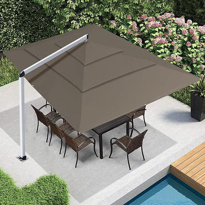 EliteShade USA Atlas 3-Tier 10x13FT Full Aluminum Cantilever Patio Umbrella for Outdoor Restaurant Garden Courtyard Deck Pool and Marketing with Light (No battery), Taupe