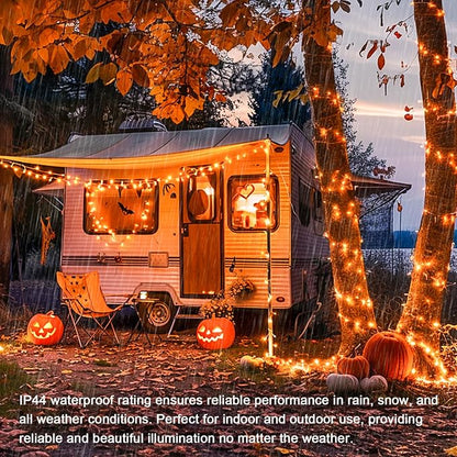 JMEXSUSS 300 LED Orange Lights for Halloween Indoor Outdoor Decor | 99FT Orange Christmas Lights Clear Wire Plug in for Fall Party RV Patio Yard Halloween Tree Decorations