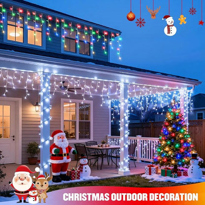JMEXSUSS Color Changing Icicle Lights Outdoor Waterproof, 11 Modes 400 LED | Christmas Icicle Lights with 80 Drops, White to Multicolor Icicle Lights for Indoor Christmas Eaves Party Decorations