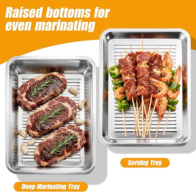 5-in-1 Grill Carry System, Drip EZ BBQ and Meal Prep Tub, Meat Platter for Serving, Grill Prep Tray with Cutting Board for Outdoor Grill, Marinating Container with Lid, Stainless Steel