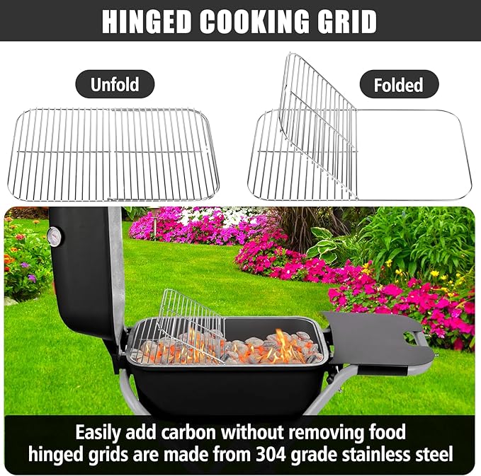 SafBbcue Cooking Grid for PK Barbecue Grills Hinged Grid Grate for PK 99010 Grills Replacement for Series 300, 3714, 3611 Smoker Stainless Steel, Compatible with PK Grill Pre-1997 Models