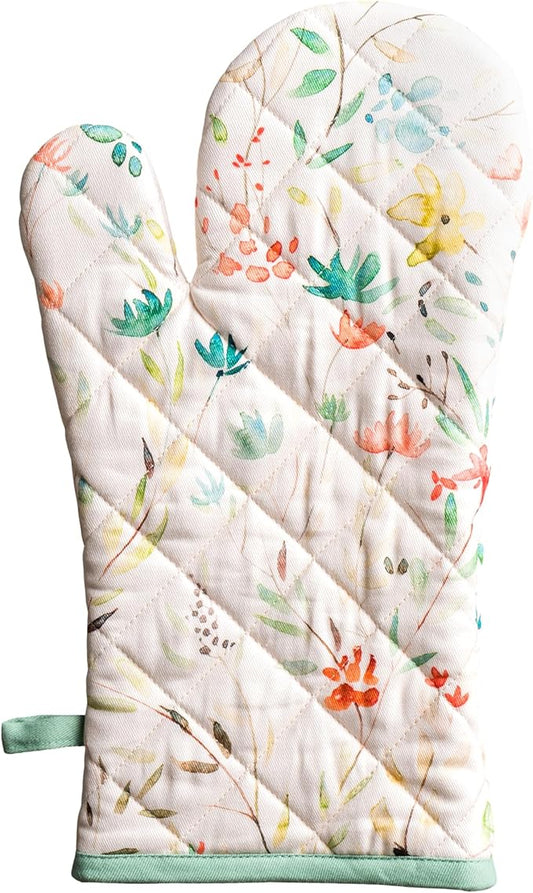 Maison d'Hermine Oven Gloves 100% Cotton Oven Mitt 7" x 13" with Loop Heat Resistant, BBQ, Cooking Gloves, Baking, Grilling, Kitchen, Handling Hot Pans Spring/Summer (Pack of 1, Colmar)