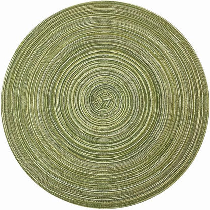Red-A，Placemats,Round Placemats for Dining Table Set of 6 Woven Heat Resistant Non-Slip Kitchen Table Mats Diameter 14 inch(Green)