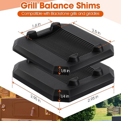 4 Pcs 1/4'' & 4 Pcs 1/8'' Griddle Leveling Shims Kit Compatible with Blackstone Griddle, Rubber Grill Levelers Outdoor for Most Grills, Keep Flat Top Grill in Level