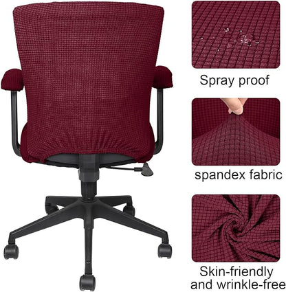 Tallew 4 Pcs Office Chair Covers Stretchable Armrest Seat,XL,Burgundy | Universal Fit Office Desk Chairs, Protective Seat Backrest Slipcovers, Stretchable Prevent Wear, Easy Install for Rotating
