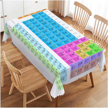 Swono Periodic Table of Elements Tablecloths Colorful Chemistry Atomic Elements Kitchen Dinning Tabletop Decoration, Polyester Table Cover for Indoor Outdoor 50x72 Inch Tablecloth