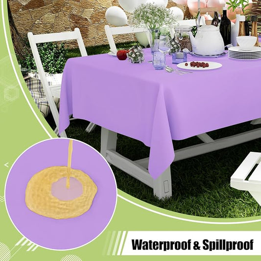 Smiry Disposable Table Cloth 3 Pack, 54 x 108 Inch Waterproof Plastic Tablecloth, Decorative Rectangle Table Covers for Party, Birthday, Picnic, Lavender