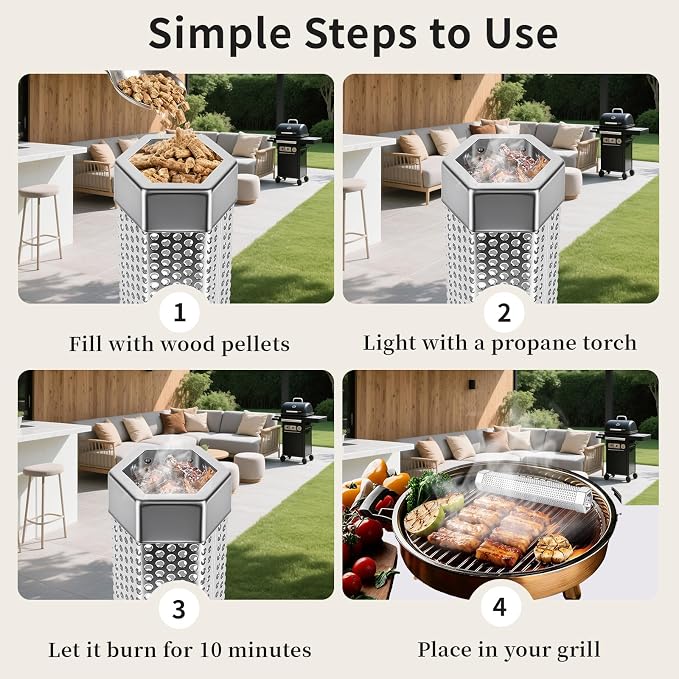 Smoke Tube Compatible with Traeger Grill, 2 Pack, 12" Pellet Smoker Tube | Stainless Steel BBQ Smoking Tube for Hot and Cold Smoking, Portable Design for Cheese, Meat, Fish, Fits Most Grills & Smokers