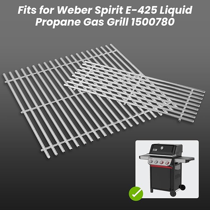 Uniflasy Grill Grates for Weber Spirit 400 Series (2025 Models) E-425 S-425 E-435 EP-425 EP-435, 2PCS 7mm SUS304 Replacement for Weber Spirit E310 E320 E330 Grill Grates Replacement 7638 7639