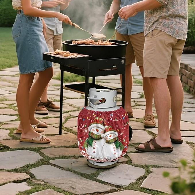 Christmas Propane Tank Cover 20lb Easy to Install Gas Tank Cylinder Cover for Outdoor Camping Yard Party Waterproof Grill Accessories Gift for Friends