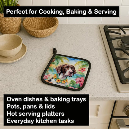 Caroline's Treasures Pointer Luau Pair of Pot Holders Kitchen Heat Resistant Pot Holders Sets Oven Hot Pads for Cooking Baking BBQ, 7 1/2 x 7 1/2