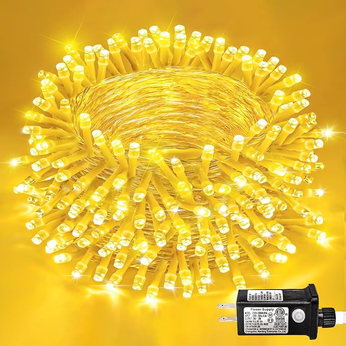 82FT 250 LED Outdoor String Lights, Warm White Christmas Lights Indoor | Plug in Waterproof 8 Modes Clear Wire String Twinkle Lights for Bedroom Outside Patio Yard Xmas Party Wedding Decorations
