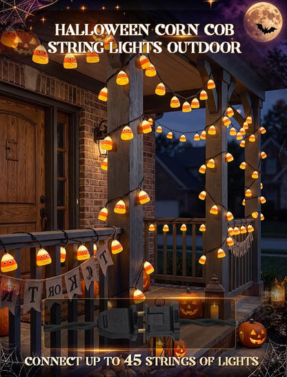 8.5FT Corn Husks Halloween String Lights, 10 LED Fall Harvest Decor Plug in | Shatterproof & Waterproof, Connect End-to-end, 2700K Warm White Glow, UL certified for Home Patio Yard Party Halloween Decor