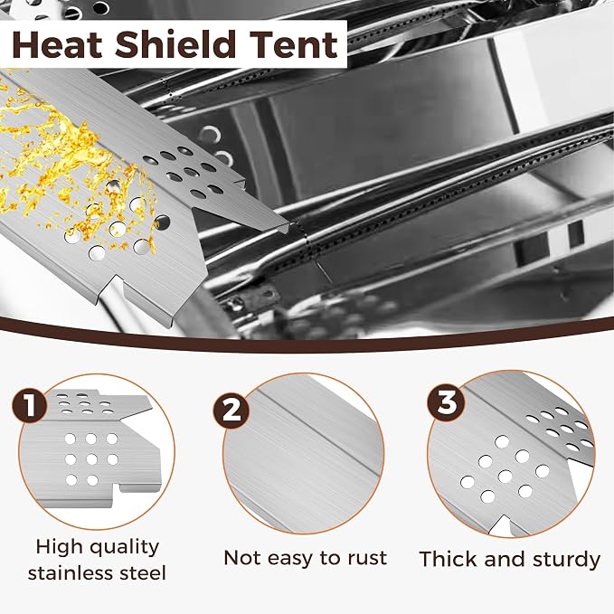 Romalon Stainless Steel Grill Replacement Parts Grill Burner Tube, Heat Plate and Grill Igniters Kit with Gloves Fit for Nexgrill 4 Burner 720-0830H 720-0783E 720-0830A Nexgrill 720-0888N