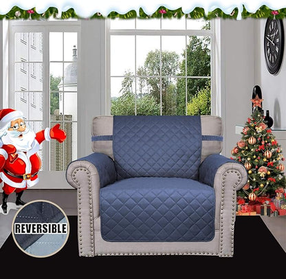 Easy-Going Reversible Couch Cover, Small Chair, Dark Blue/Light Blue | Machine Washable Slipcover For Dogs, Water Resistant Furniture Mat For Living Room, Non-Slip Sofa Cover, Pet Friendly